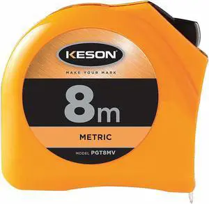 Keson Long Tape Measure,25mm x 8m,Orange,cm/mm  PGT8MV