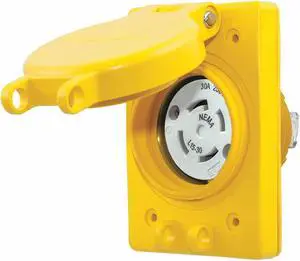 HUBBELL WIRING DEVICE-KELLEMS HBL69W75 Watertight Flanged Locking Receptacle,