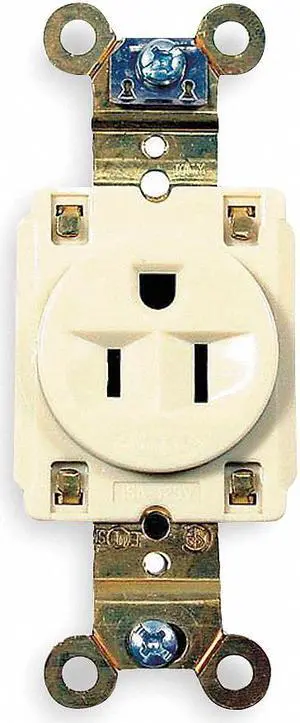 HUBBELL WIRING DEVICE-KELLEMS HBL5261I Straight Blade Receptacle, 5-15R, 15 A,