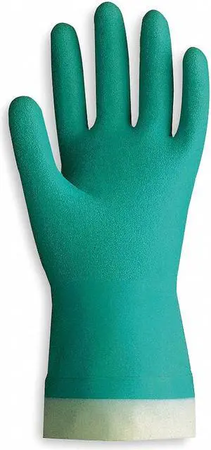 SHOWA 747-11 Chemical Resistant Gloves, Nitrile, Bisque Gauntlet, Green, 11, 1 SHOWA 747-11 Chemical Resistant Gloves, Nitrile, Bisque Gauntlet, Green, 11, 1