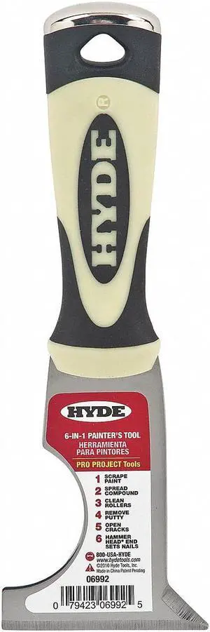 HYDE 06992 Painters Tool, Length 8 in, Blade Width 2 1/2 in, Carbon Steel,