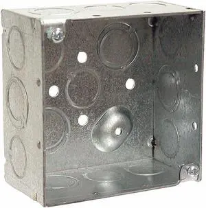 RACO 232 Electrical Box, Square, 2 Gangs, Galvanized Zinc, 2-1/8 in D, 4 in W,