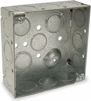 RACO 189 Electrical Box, Square, 2 Gangs, Galvanized Zinc, 1-1/2 in D, 4 in W,