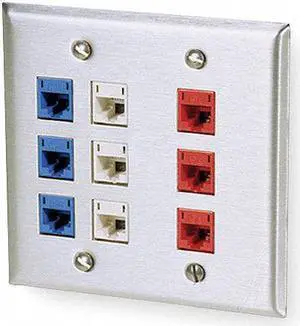 HUBBELL PREMISE WIRING SSF206 Wall Plate,6 Port