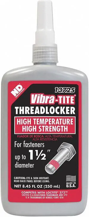 Vibra-tite 137 Series High-Strength Threadlocker, Red Liquid, 250mL Bottle 13725
