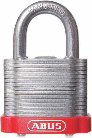 Abus Alike-Keyed Padlock, Open Shackle Type, 2 in Shackle Height, Red  19343