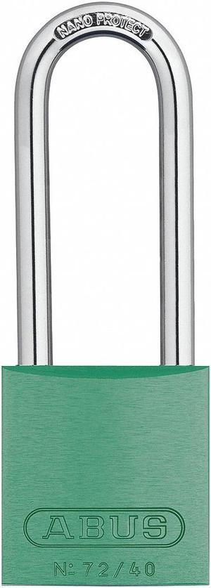 Abus Alike-Keyed Padlock, Open Shackle Type, 3" Shackle Height, Green  15403