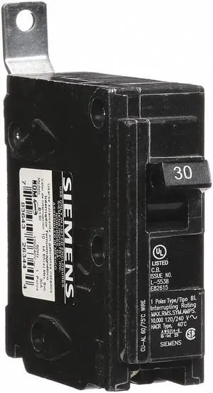 SIEMENS B130 Miniature Circuit Breaker, BL Series, 30A, 1 Pole, 120/240V AC,