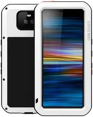 Love Mei Aluminum Metal Armor For Sony Xperia 10 Plus Shockproof Dirtproof Full Body Heavy Duty Case For Sony Xperia 10 Plus Cover (White)