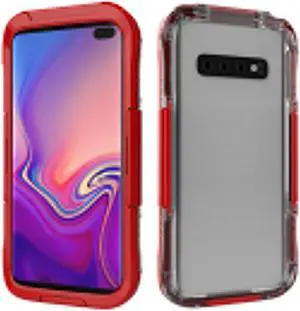 Ultra Thin NEW IP68 Waterproof Protective Case Underwater Snow-Resistant Dustproof Shockproof Fully Sealed Phone Shell For Samsung Galaxy S10 Plus - Red