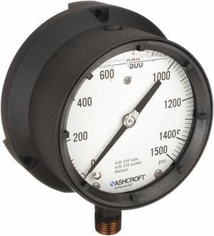 ASHCROFT 451379SSL04L1500# Pressure Gauge,0 to 1500 psi,4-1/2In