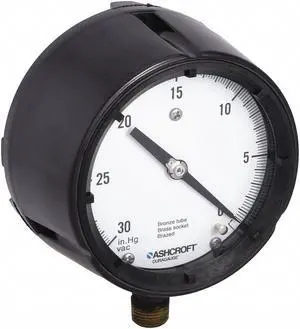 ASHCROFT 451279AS04LVAC Vacuum Gauge,30 Hg to 0,4-1/2In,1/2In