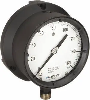 ASHCROFT 451379SSL04L160# Process Pressure Gauge, 0 to 160 psi, 4 1/2 in Dial,