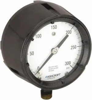 ASHCROFT 451279AS04L300# Process Pressure Gauge, 0 to 300 psi, 4 1/2 in Dial,