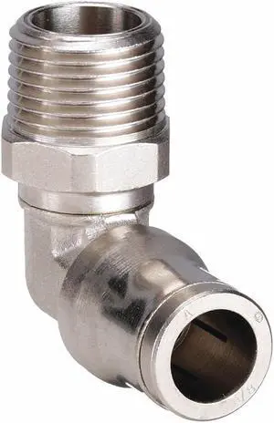 LEGRIS 3609 56 14 Nickel Plated Brass Swivel Male Elbow, 1/4 in Tube Size