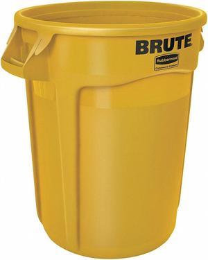 RUBBERMAID COMMERCIAL FG263200YEL 32 gal Round Trash Can, Yellow, 22 in Dia,