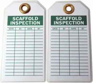 ZORO SELECT 8RJ77 Tag, Scaffold, Polyester, 3 in H x 5 3/4 in W, White,