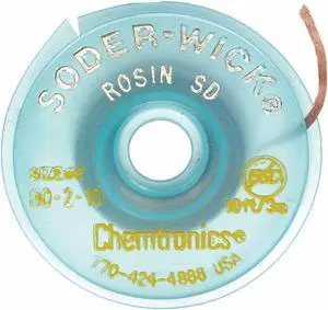 CHEMTRONICS 80-2-10 Desoldering Wick,10 ft.,2,Copper,Rosin