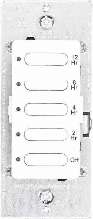 HUBBELL WIRING DEVICE-KELLEMS DT5012W Timer, Electronic, 120/277V, White