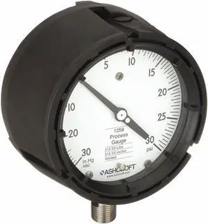 ASHCROFT 451259SD04LV/30# Compound Gauge,30 Hg to 30 psi,4-1/2In