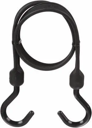 Black Polyurethane Bungee Strap with J-Hooks, Bungee Length: 36"