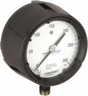 ASHCROFT 451279SS04LXLL300 Process Pressure Gauge, 0 to 300 psi, 4 1/2 in Dial,