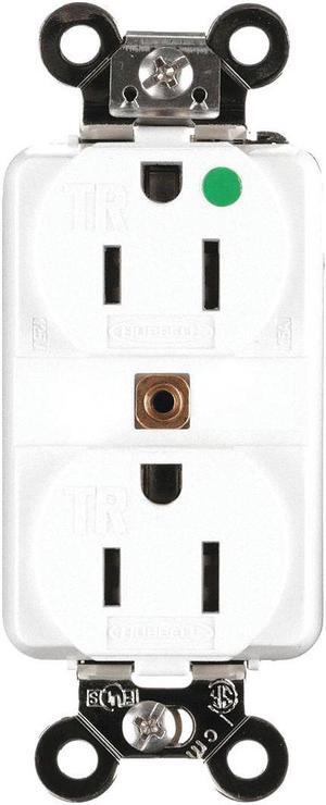 HUBBELL WIRING DEVICE-KELLEMS HBL8200SGWA 15A Duplex Receptacle 125VAC 5-15R WH