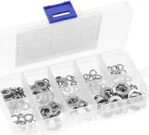 150pcs Stainless Steel SS304 Spring Washers Assortment Kit Hardware Tools with Box