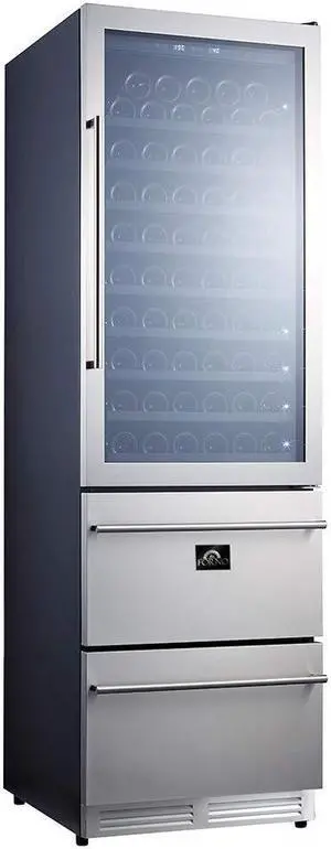 Forno Azienda 24A Inch. Freestanding Wine cooler Fridge with Quiet Dual Temperature Monitor Zone Double Layer glass Door Display Rack Multiple compartment 108 bottles 55 cans