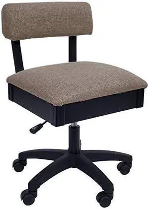 Arrow H8140 Adjustable Height Hydraulic Sewing and craft chair with Under Seat Storage and Solid Fabric Princess Hazel Tan Fabric