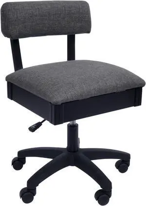 Arrow H8123 Adjustable Height Hydraulic Sewing and craft chair with Under Seat Storage and Solid Fabric Lady gray Fabric