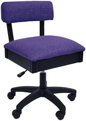 Arrow H8160 Adjustable Height Hydraulic Sewing and craft chair with Under Seat Storage and Solid Fabric Royal Purple Fabric