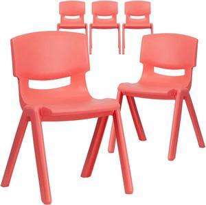 Flash Furniture 5 Pack Red Plastic Stackable School chair with 13.25 Seat Height