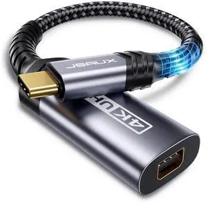 JSAUX USB C to Mini DisplayPort Adapter 4K@60Hz, Type C to Mini Display Port(Not for Thunderbolt 2) Cable, Compatible with MacBook Pro 2019 2018, Dell XPS, Samsung Galaxy S21 S20 Plus-Grey