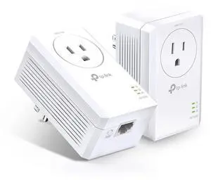 AV1000 Powerline Ethernet Adapter Kit (TL-PA7017P KIT) - Passthrough, Noise Filtering, Gigabit Port, Plug Pair & Play, Network Adapter, Free Expert Support