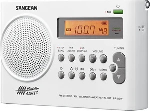 PR-D9W Portable AM/FM/NOAA Alert Radio with Built-in Battery Charger, White PR-D9W Portable AM/FM/NOAA Alert Radio with Built-in Battery Charger, White