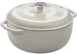 6 Quart Enameled Cast Iron Dutch Oven with Lid  Dual Handles, Oven Safe up to 500°F, Stovetop Compatible  Marinate, Cook, Bake, Refrigerate & Serve  Oyster White