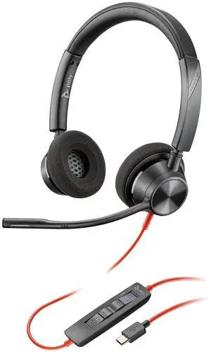 Blackwire 3320 Wired Headset (Plantronics) Flexible Microphone Boom  Hi-fi Stereo - Connect to PC/Mac via USB-C or USB-A - Certified for Microsoft Teams - Amazon Exclusive