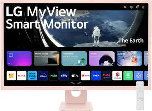 LG 32SR50F-P MyView Smart Monitor 32-Inch FHD (1920x1080) IPS Display  webOS 23  HDR 10  x2 Built-in Speakers  AirPlay 2  Screen Share  Bluetooth  ThinQ App  Remote Control  Pink