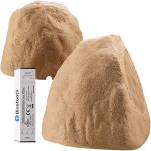 OSD Audio 8"" Wireless Bluetooth Outdoor Rock Speaker Sandstone Canyon Brown Pair IP67 Power Supply BTR805