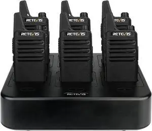 _Mega Brand RT22 Walkie Talkies Rechargeable Hands Free 2 Way Radios Two-Way Radio(6 Pack) with 6 Way Multi Gang Charger