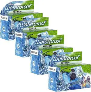 Fujifilm Quick Snap Waterproof 35mm Single Use Camera  4 Pack (Blue/Green/White)