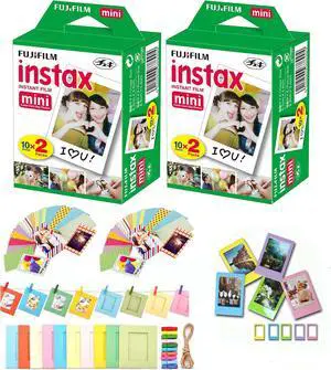 Fuji Instax Mini Instant Film 40 Shots with Bonus 20 Decorative Skin Stick-on Stickers for Fuji Instax Mini 8 and SP-1 Fuji Instax Mini Instant Film 40 Shots with Bonus 20 Decorative Skin Stick-on Stickers for Fuji Instax Mini 8 and SP-1