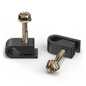 Single Cable Clips with Screws - 1/4 Inch Coaxial Cable Clamps Outdoor - Exterior Cord Management for Coax, CAT Ethernet, Electrical Wire - Screw Clamps for Wires - 100 PCS, Black Single Cable Clips with Screws - 1/4 Inch Coaxial Cable Clamps Outdoor - Exterior Cord Management for Coax, CAT Ethernet, Electrical Wire - Screw Clamps for Wires - 100 PCS, Black