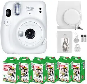 _Mega Brand Instax Mini 11 Camera with _Mega Brand Instant Mini Film (60 Sheets) Bundle with Deals Number One Accessories Including Carrying Case, Selfie Lens, Photo Album, Stickers (Ice White)