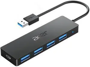 USB Hub 4 Ports, Multiple USB 3.0 Hub, USBA Splitter for Laptop with Type C Power Port, Extender for A Port Laptop, PC, Desktop and More (0.7ft) USB Hub 4 Ports, Multiple USB 3.0 Hub, USBA Splitter for Laptop with Type C Power Port, Extender for A Port Laptop, PC, Desktop and More (0.7ft)