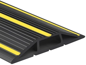 6.5Ft Cord Covers for Wires on Floor, 3-Channel PVC Floor Cable Cover for Small to Medium Wires, Anti-Slip Base with Yellow Warning Stripes, Indoor Floor Cord Cover for Home Office Events 6.5Ft Cord Covers for Wires on Floor, 3-Channel PVC Floor Cable Cover for Small to Medium Wires, Anti-Slip Base with Yellow Warning Stripes, Indoor Floor Cord Cover for Home Office Events