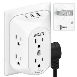 2 to 3 Prong Outlet Adapter, 3 to 2 Prong Grounding Adapter | with Surge Protector, Multi Outlet Wall Plug with 6 Outlets 3 USB (1 USB-C), Polarized Plug for Non Grounded Older House 2 to 3 Prong Outlet Adapter, 3 to 2 Prong Grounding Adapter | with Surge Protector, Multi Outlet Wall Plug with 6 Outlets 3 USB (1 USB-C), Polarized Plug for Non Grounded Older House