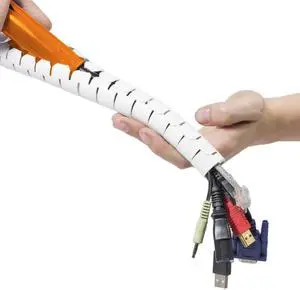 Cable Zipper Cord Tube Organizer with Zip Tool, 8.2 Feet, Cable Management Sleeve, Cover for Long Wire Runs, 1 Inch Diameter (8.2 FT, White) Cable Zipper Cord Tube Organizer with Zip Tool, 8.2 Feet, Cable Management Sleeve, Cover for Long Wire Runs, 1 Inch Diameter (8.2 FT, White)
