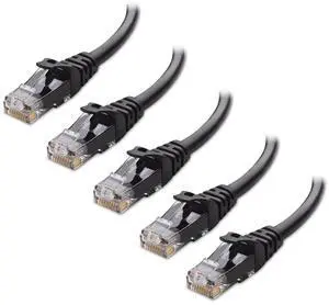 Cable Matters 10Gbps 5-Pack Snagless Short Cat 6 Ethernet Cable - 3ft, Cat 6 Cable, Cat6 Cord, Ethernet Cord, Black